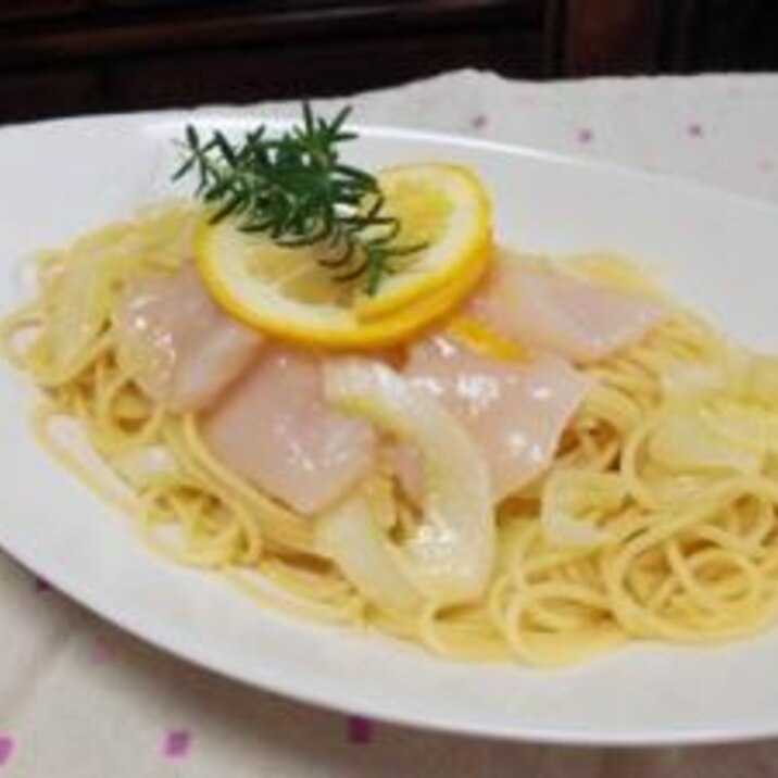 ホタテとセロリの冷たいパスタ